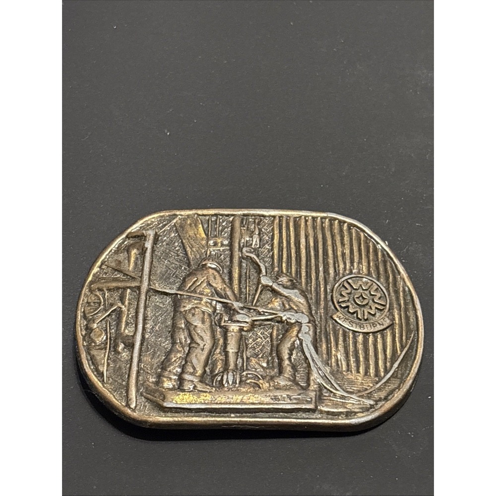 Vintage Westburne Oil Drilling Belt Buckle - Roughneck Scene - Century Canada